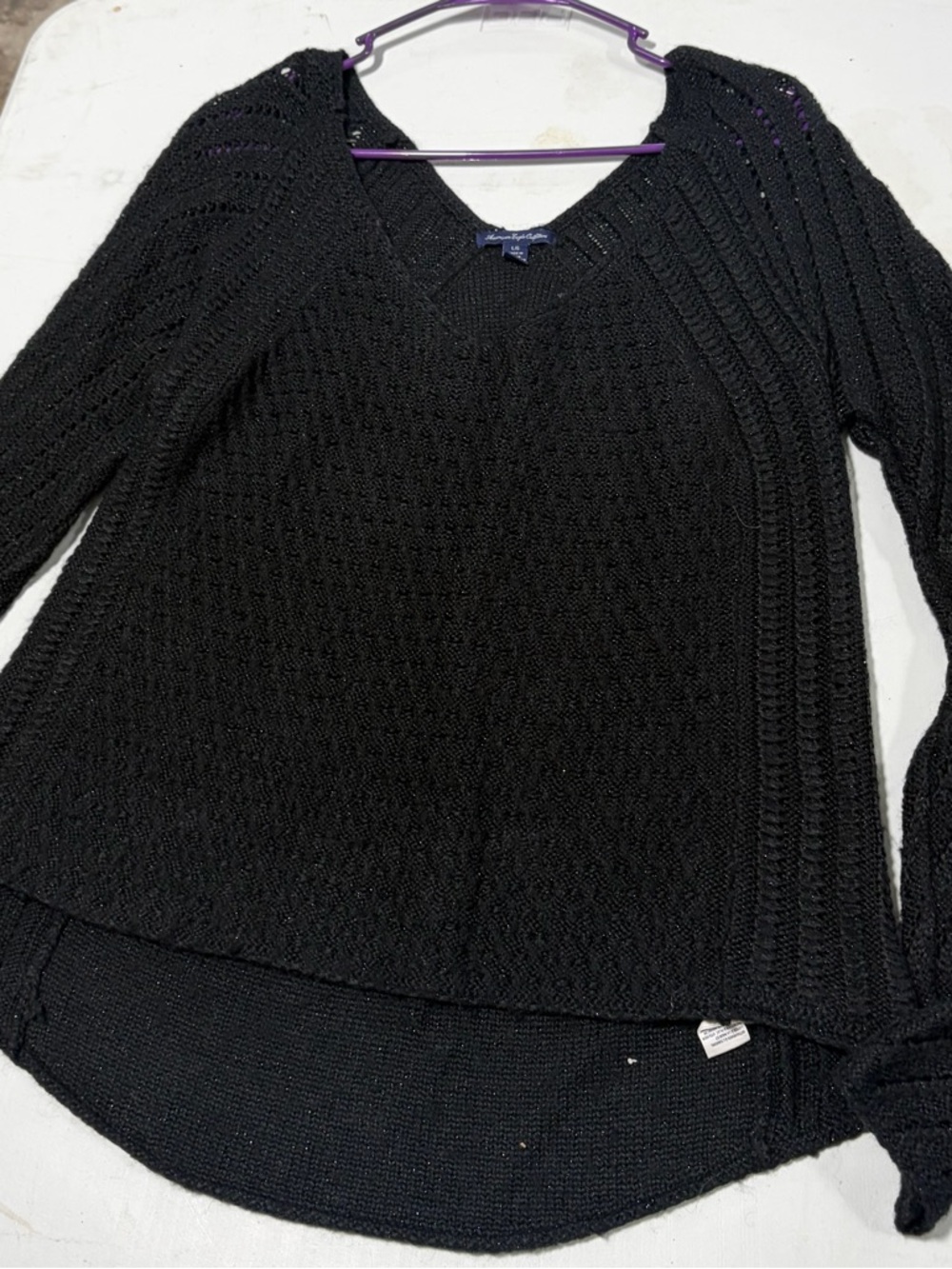 American Eagle Outfitters Black V-Neck Knit Sweater